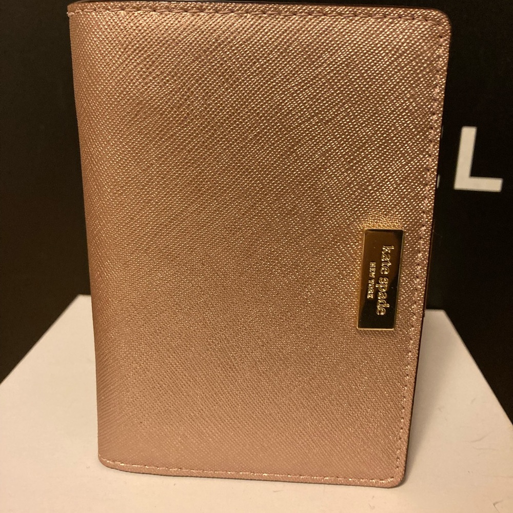 Kate Spade Rose Gold Pink Laurel Way bi fold wallet coin purse